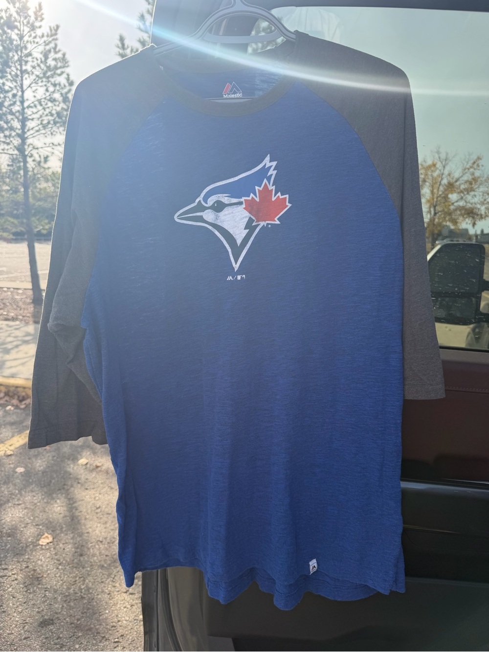 Majestic Blue and Gray Toronto Blue Jays Raglan Tee